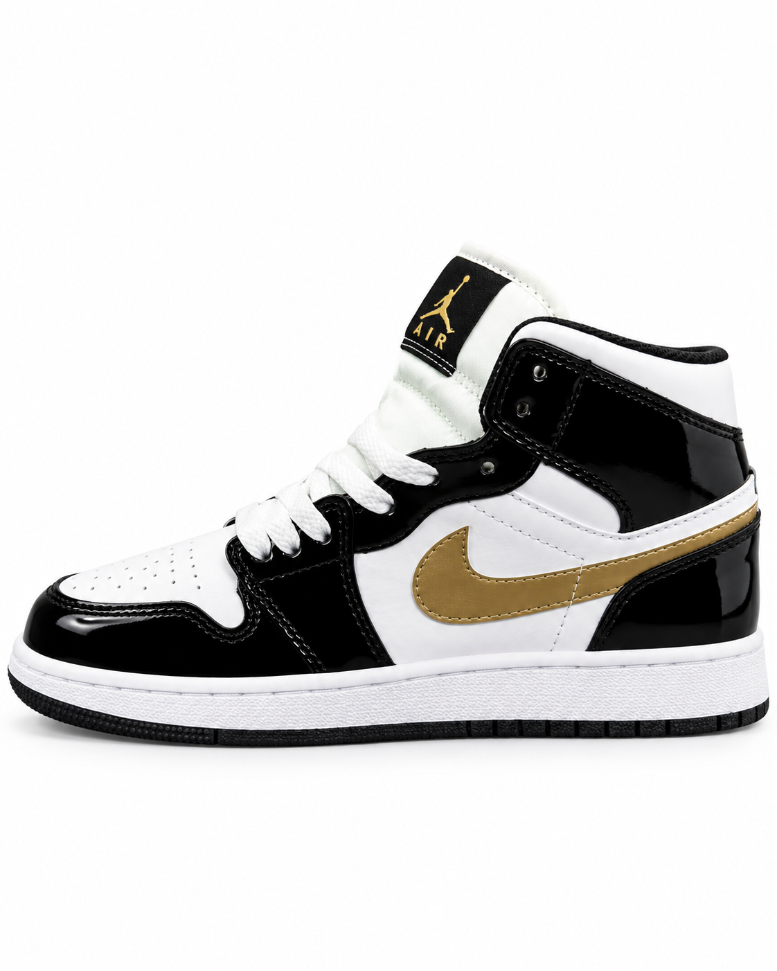 JDAN Retro 1 Charol Negra Dorada
