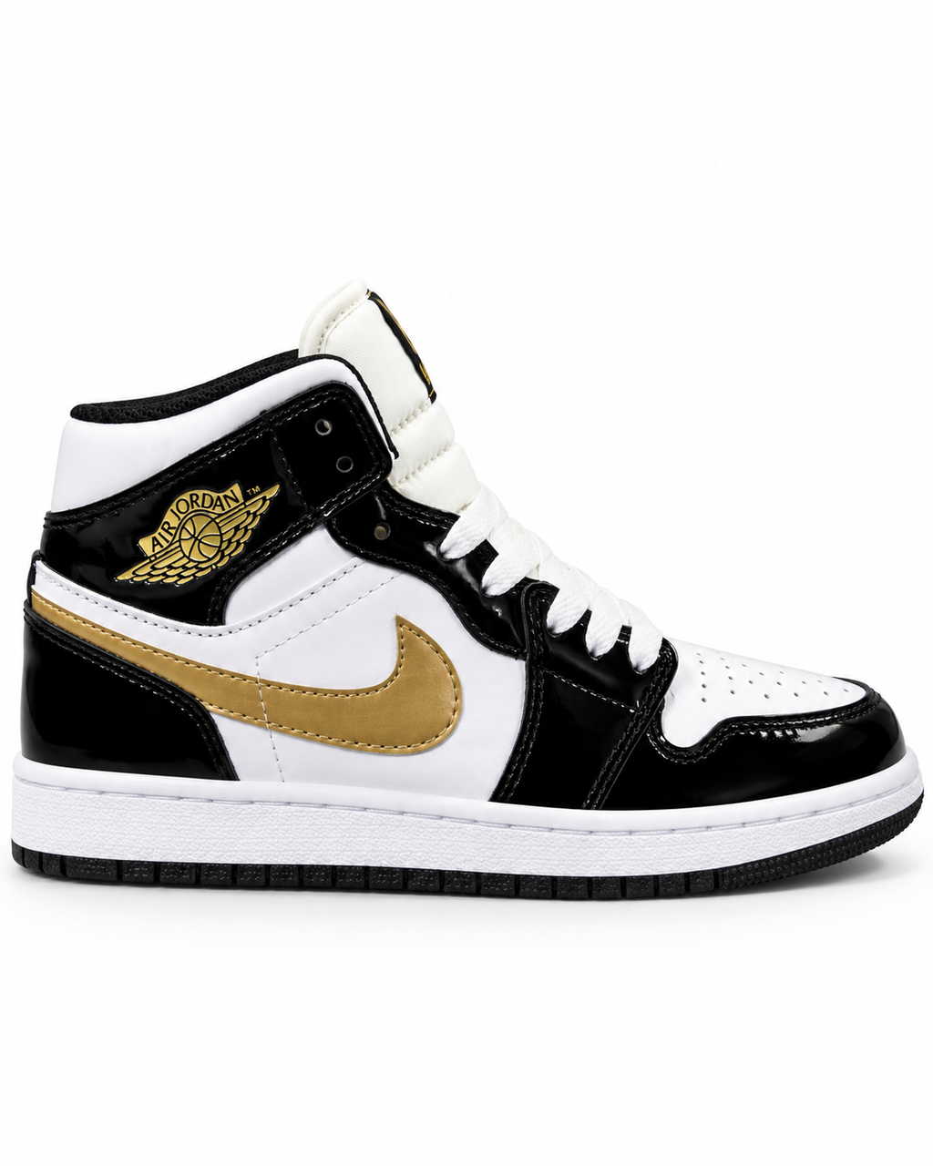 JDAN Retro 1 Charol Negra Dorada